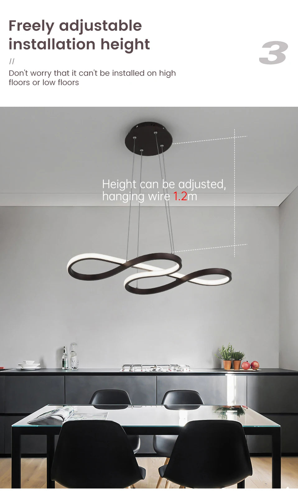 Modern Kitchen Island Pendant Lights with Remote Dimming - Smarsty