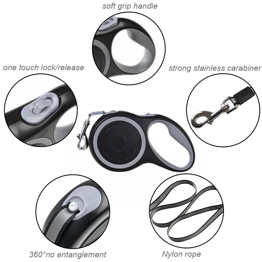 Retractable Dog Leash with Adjustable Collar for All Sizes - Smarsty