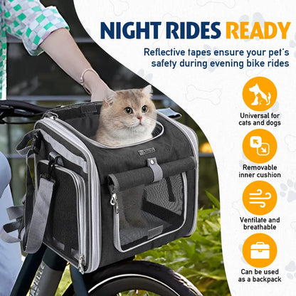 Expandable Soft Sided Pet Carrier Backpack for Bikes - Smarsty