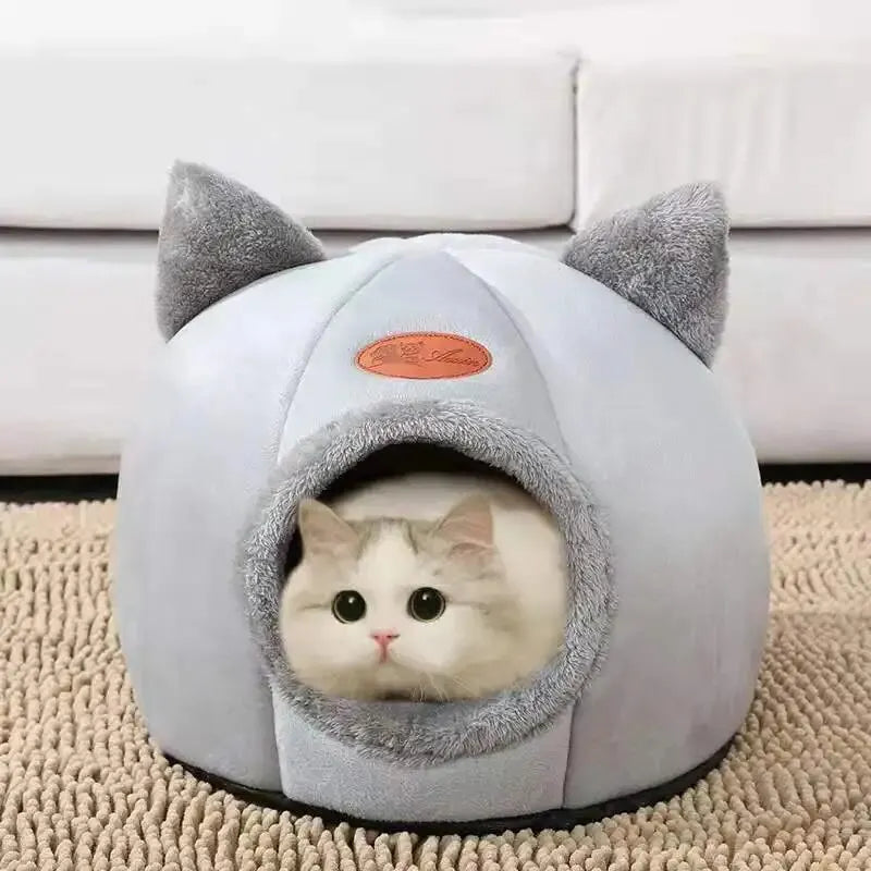 Cute Cat Head Shape Warm Sleeping Cave Nest - Smarsty