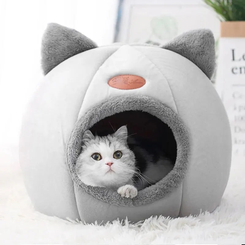 Cute Cat Head Shape Warm Sleeping Cave Nest - Smarsty