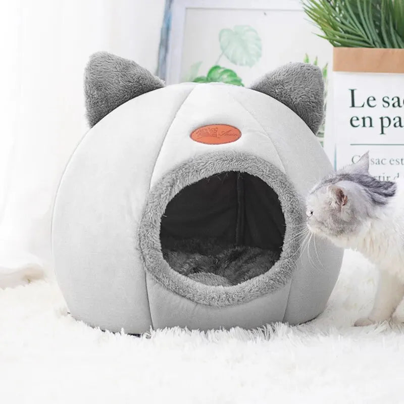 Cute Cat Head Shape Warm Sleeping Cave Nest - Smarsty
