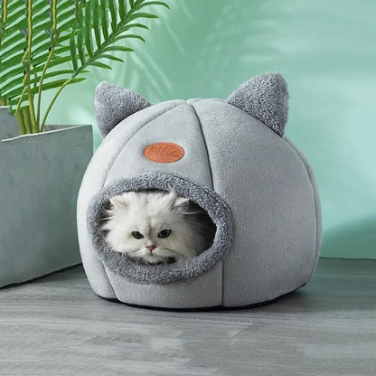 Cute Cat Head Shape Warm Sleeping Cave Nest - Smarsty