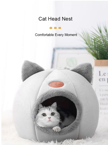 Cute Cat Head Shape Warm Sleeping Cave Nest - Smarsty