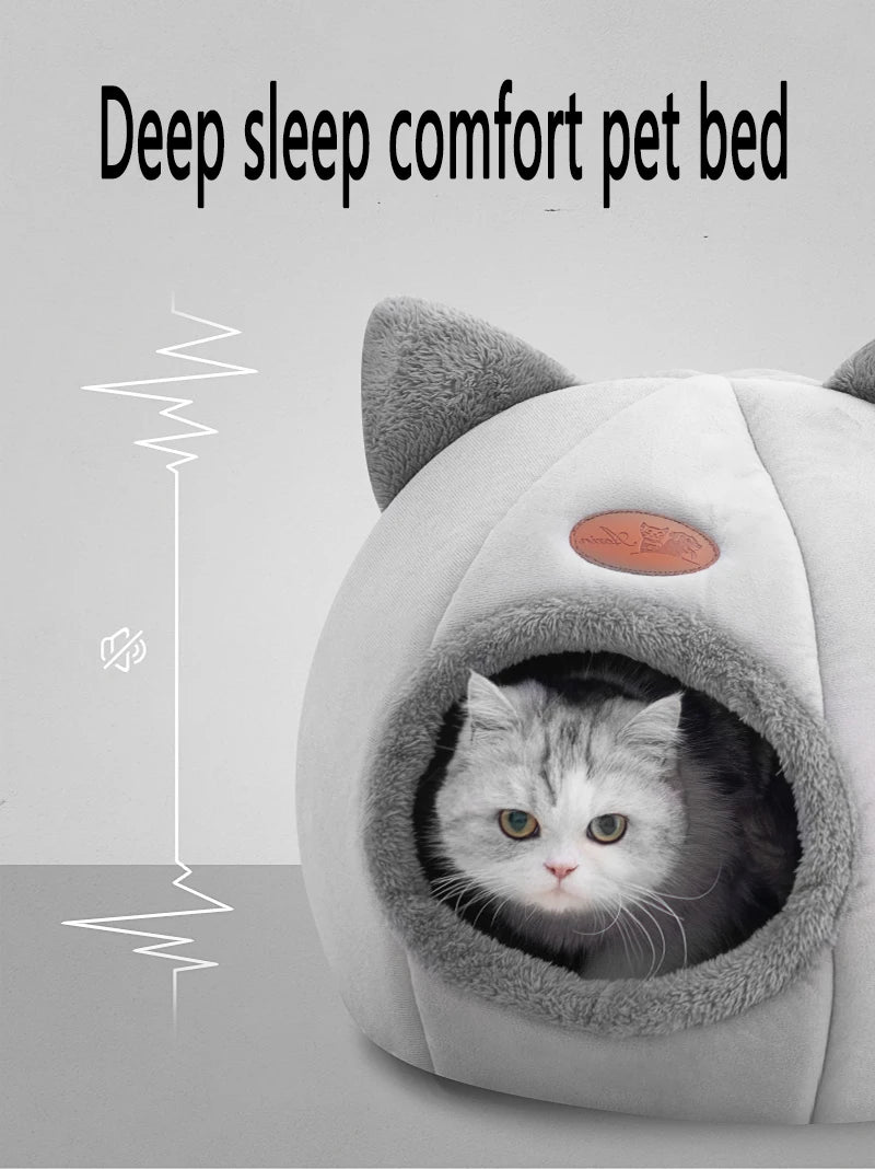 Cute Cat Head Shape Warm Sleeping Cave Nest - Smarsty