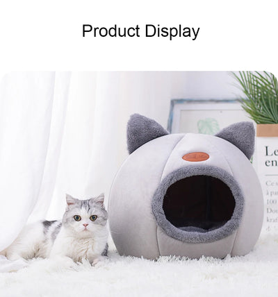 Cute Cat Head Shape Warm Sleeping Cave Nest - Smarsty