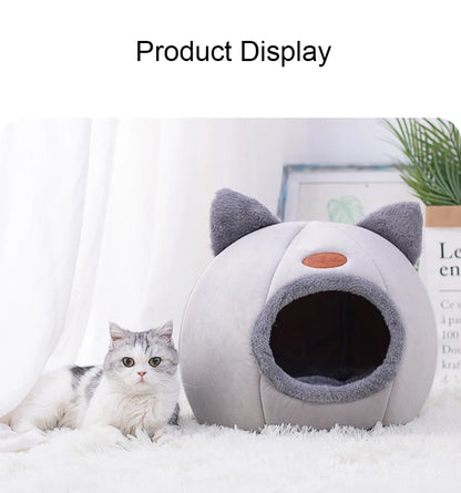 Cute Cat Head Shape Warm Sleeping Cave Nest - Smarsty