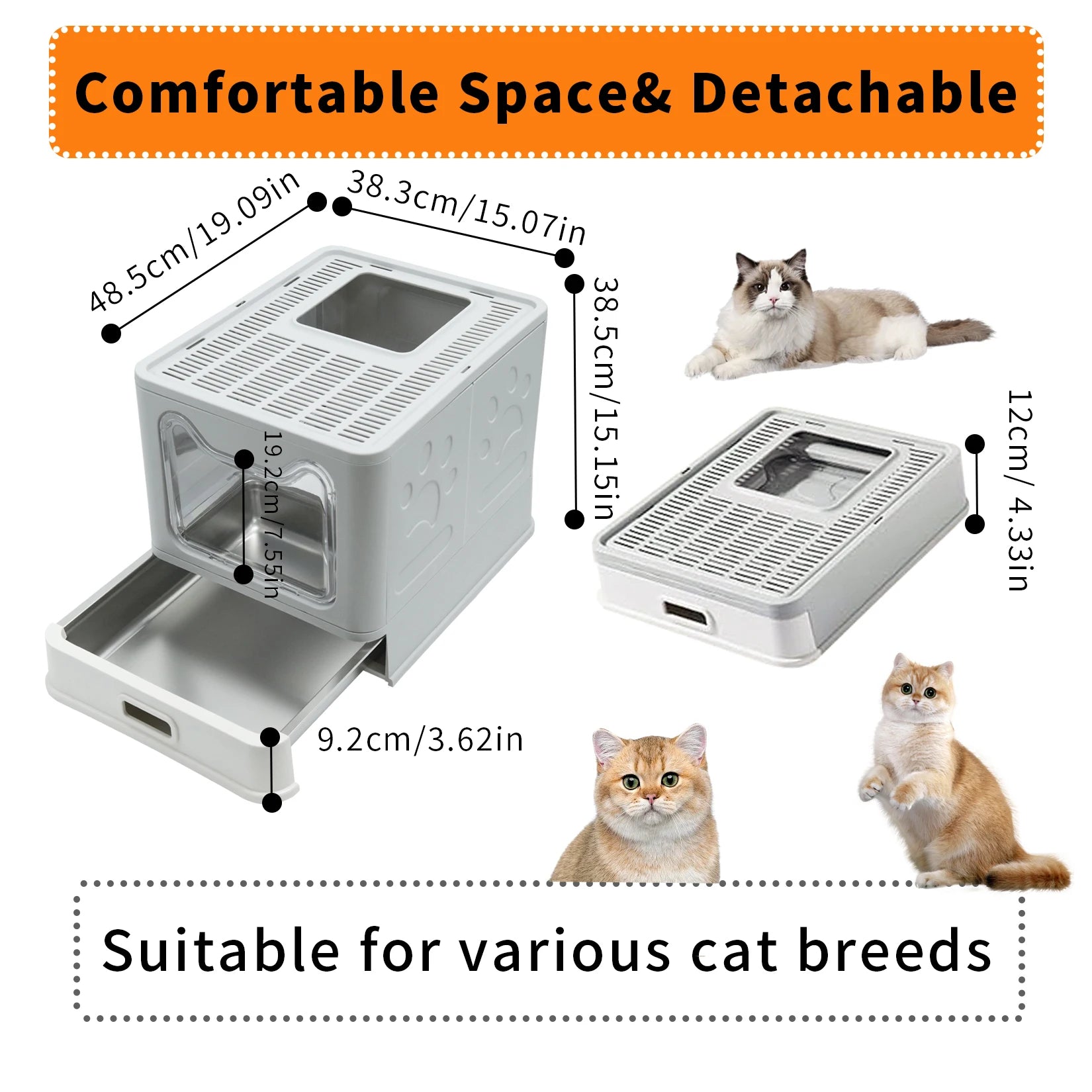 Stainless Steel Cat Litter Box with Easy Clean Lid - Smarsty