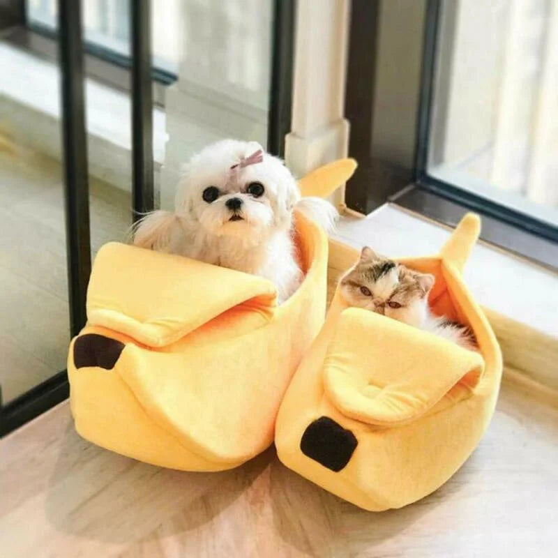 Funny Banana Cat Bed House Cozy Portable Pet Basket - Smarsty