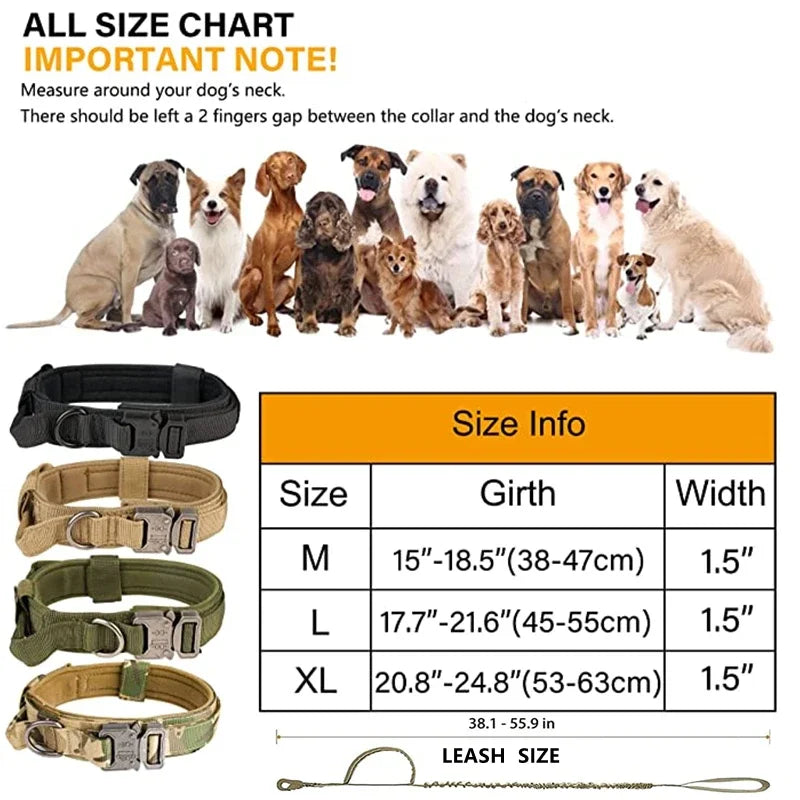 Durable Adjustable Tactical Dog Collar Leash Set - Smarsty