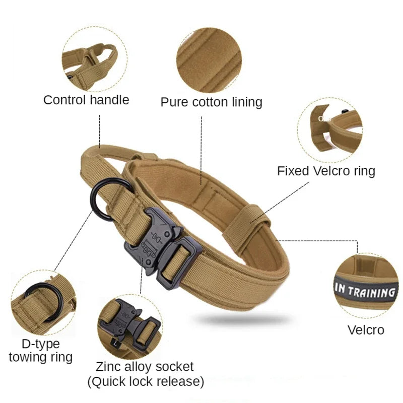 Durable Adjustable Tactical Dog Collar Leash Set - Smarsty
