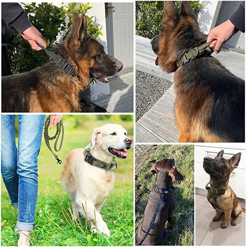 Durable Adjustable Tactical Dog Collar Leash Set - Smarsty