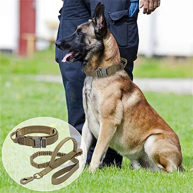 Durable Adjustable Tactical Dog Collar Leash Set - Smarsty