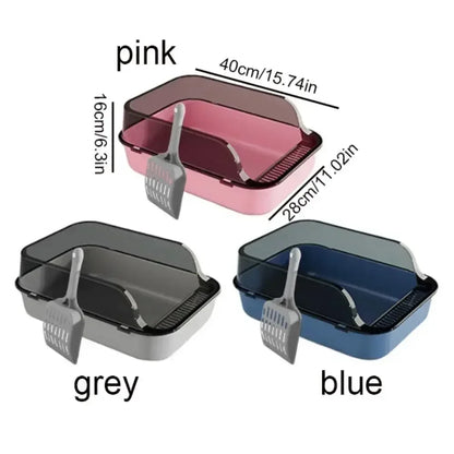 Large Semi Enclosed Cat Litter Box Set with Scoop - Smarsty