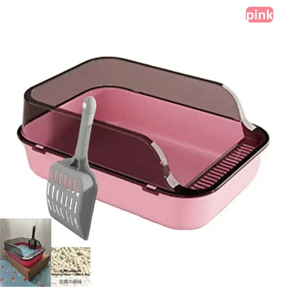 Large Semi Enclosed Cat Litter Box Set with Scoop - Smarsty