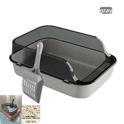 Large Semi Enclosed Cat Litter Box Set with Scoop - Smarsty