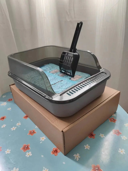 Large Semi Enclosed Cat Litter Box Set with Scoop - Smarsty