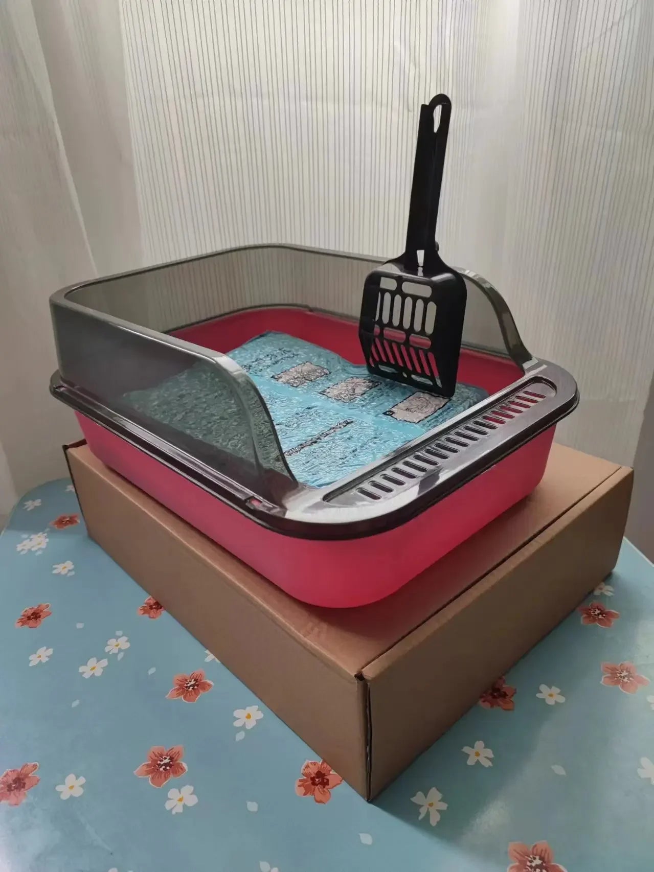 Large Semi Enclosed Cat Litter Box Set with Scoop - Smarsty