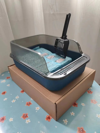 Large Semi Enclosed Cat Litter Box Set with Scoop - Smarsty