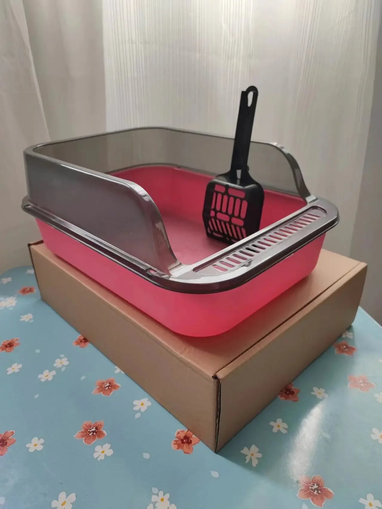 Large Semi Enclosed Cat Litter Box Set with Scoop - Smarsty