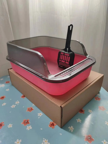 Large Semi Enclosed Cat Litter Box Set with Scoop - Smarsty