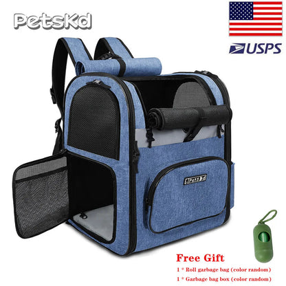Breathable Dog Carrier Backpack with Double Doors - Smarsty