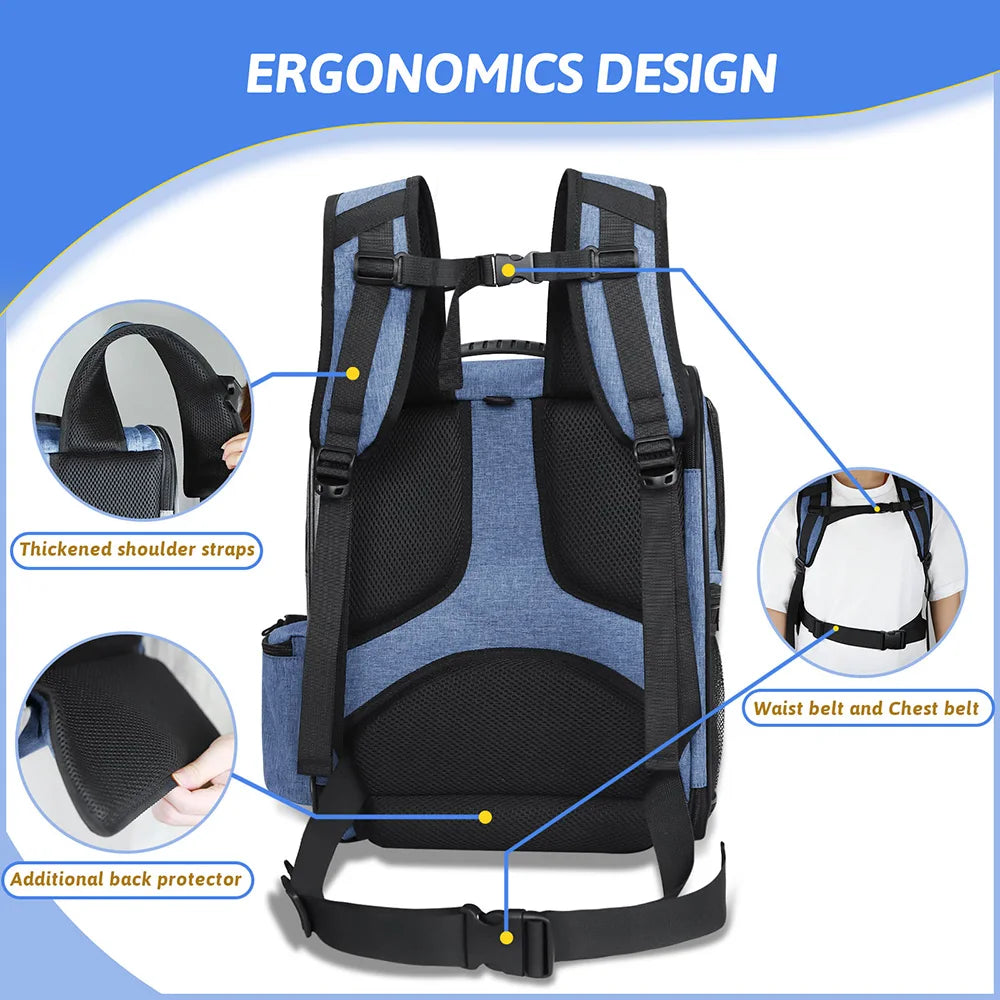 Breathable Dog Carrier Backpack with Double Doors - Smarsty