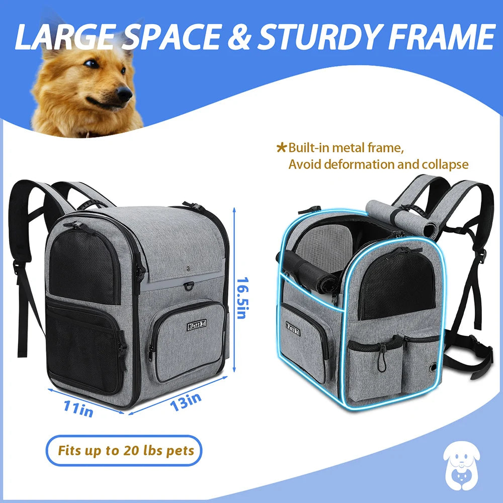 Breathable Dog Carrier Backpack with Double Doors - Smarsty