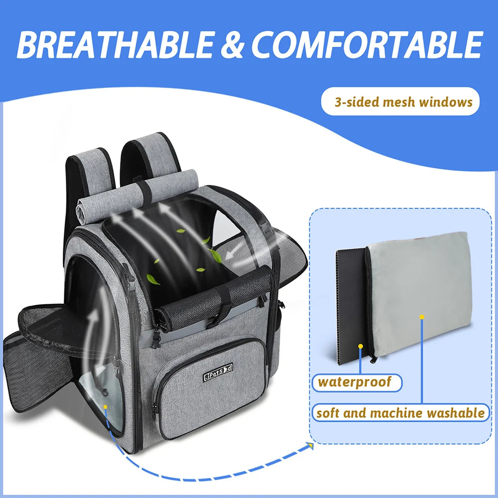 Breathable Dog Carrier Backpack with Double Doors - Smarsty