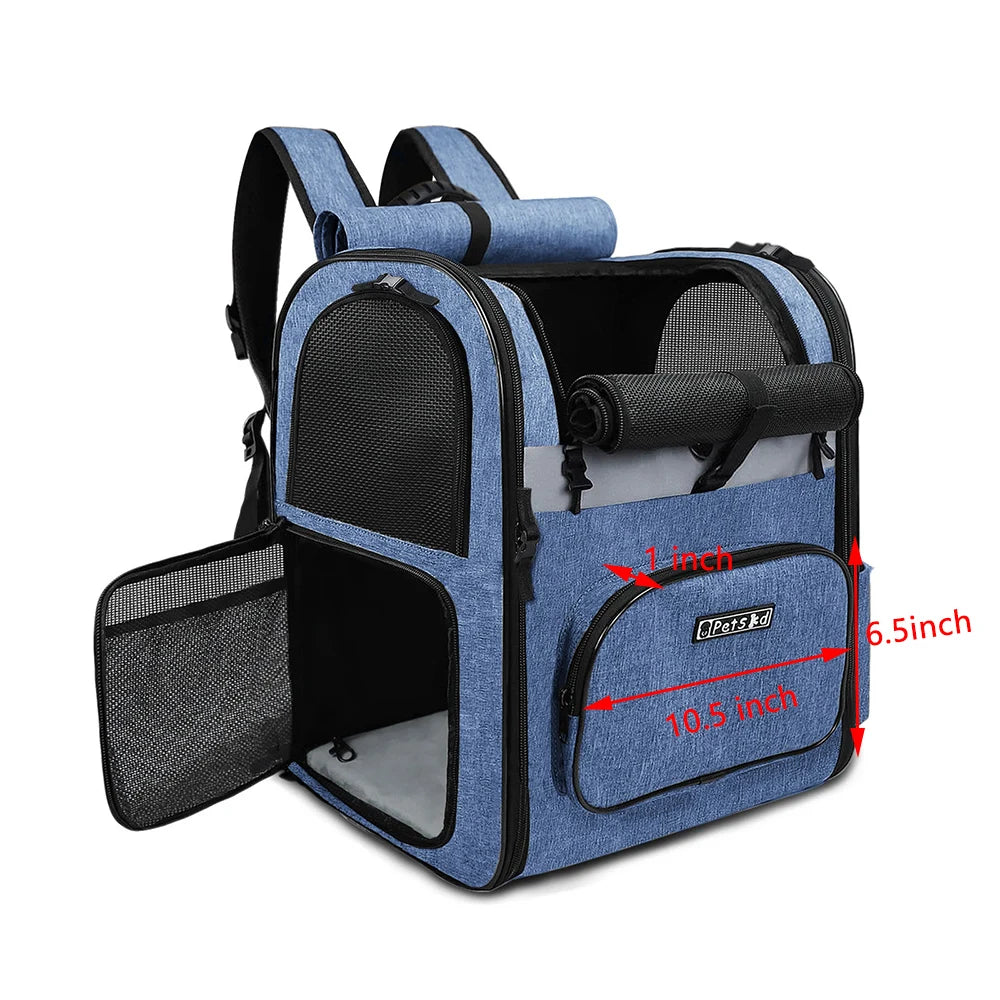 Breathable Dog Carrier Backpack with Double Doors - Smarsty