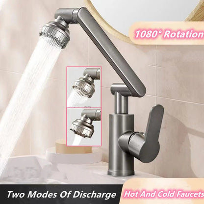 Swivel Bathroom Sink Faucet with Hot and Cold Water - Smarsty