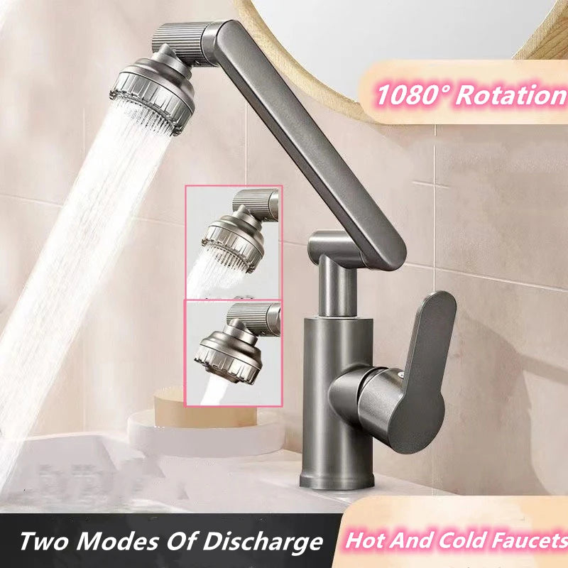 Swivel Bathroom Sink Faucet with Hot and Cold Water - Smarsty