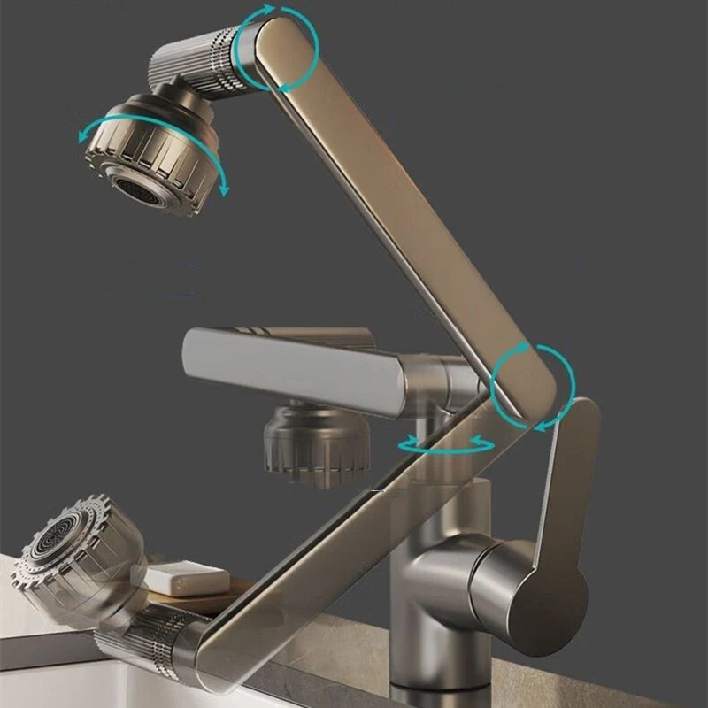 Swivel Bathroom Sink Faucet with Hot and Cold Water - Smarsty
