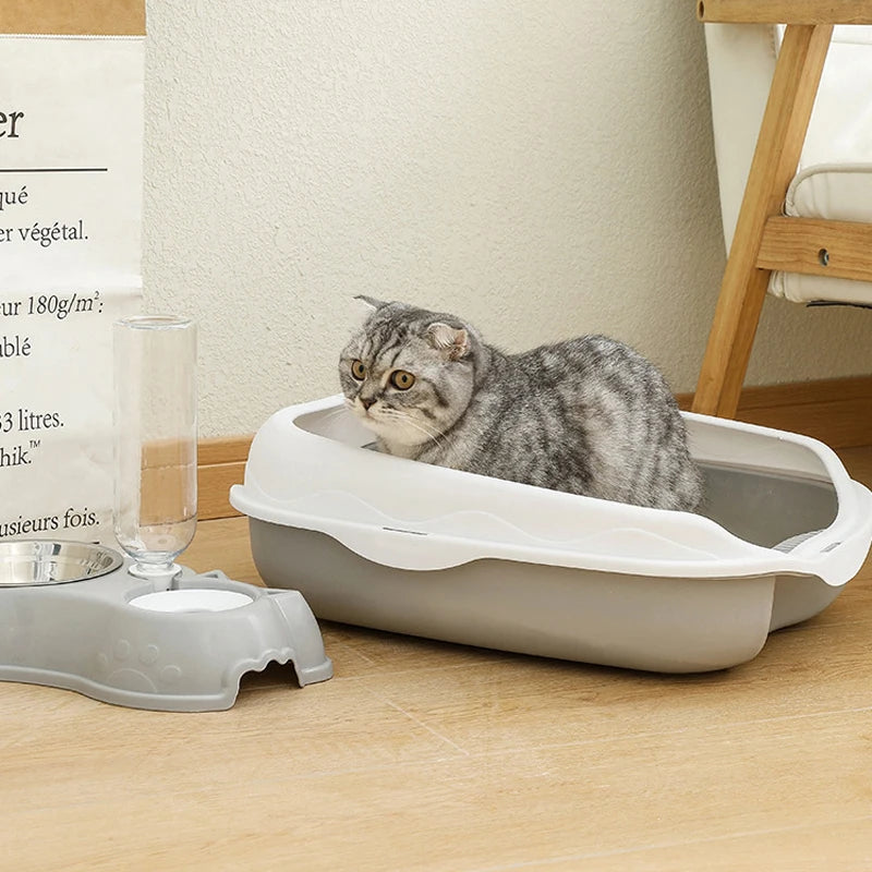 Large Semi-Enclosed Cat Litter Box With Spatter-Proof Design - Smarsty