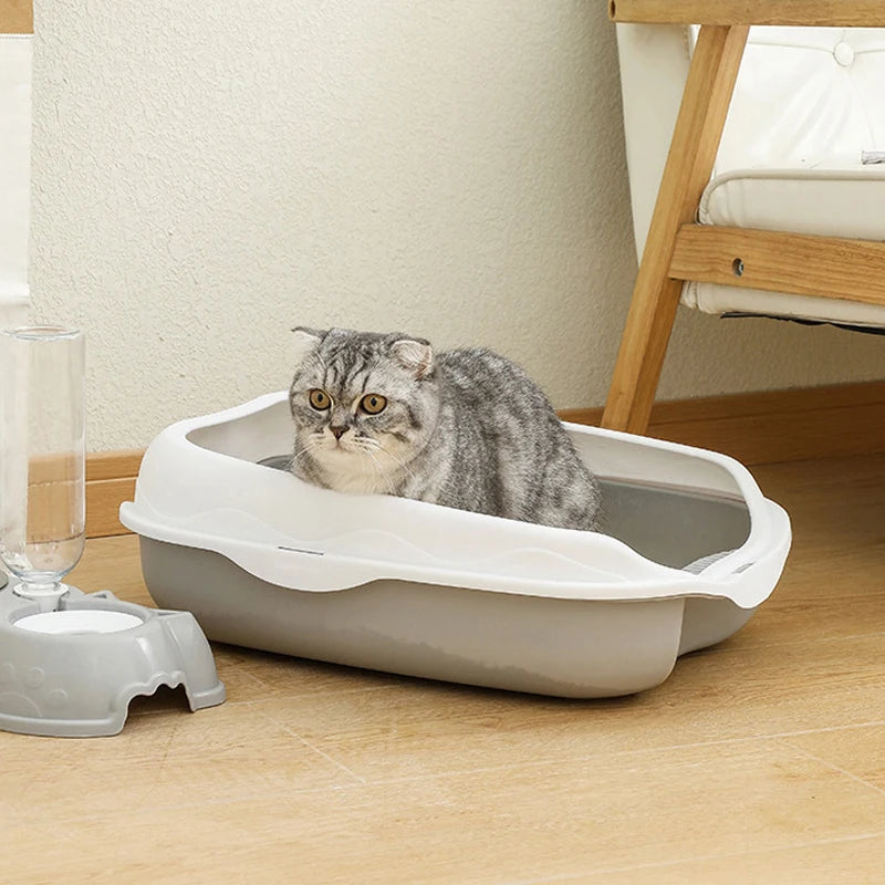 Large Semi-Enclosed Cat Litter Box With Spatter-Proof Design - Smarsty