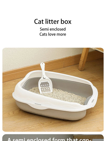 Large Semi-Enclosed Cat Litter Box With Spatter-Proof Design - Smarsty