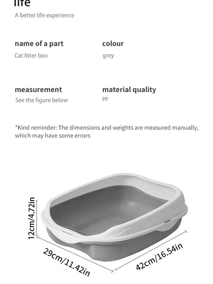 Large Semi-Enclosed Cat Litter Box With Spatter-Proof Design - Smarsty