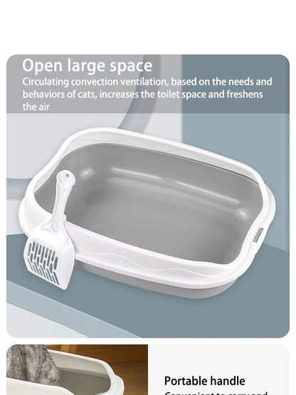 Large Semi-Enclosed Cat Litter Box With Spatter-Proof Design - Smarsty