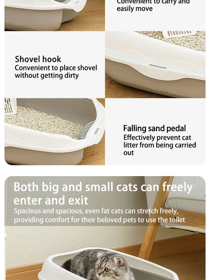 Large Semi-Enclosed Cat Litter Box With Spatter-Proof Design - Smarsty