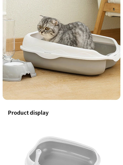 Large Semi-Enclosed Cat Litter Box With Spatter-Proof Design - Smarsty