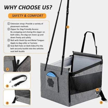 Portable Dog Carrier Seat with Waterproof Safety Mesh - Smarsty