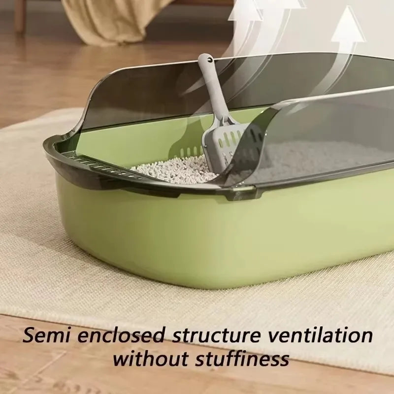 Semi-Enclosed Cat Litter Box with High Sides - Smarsty