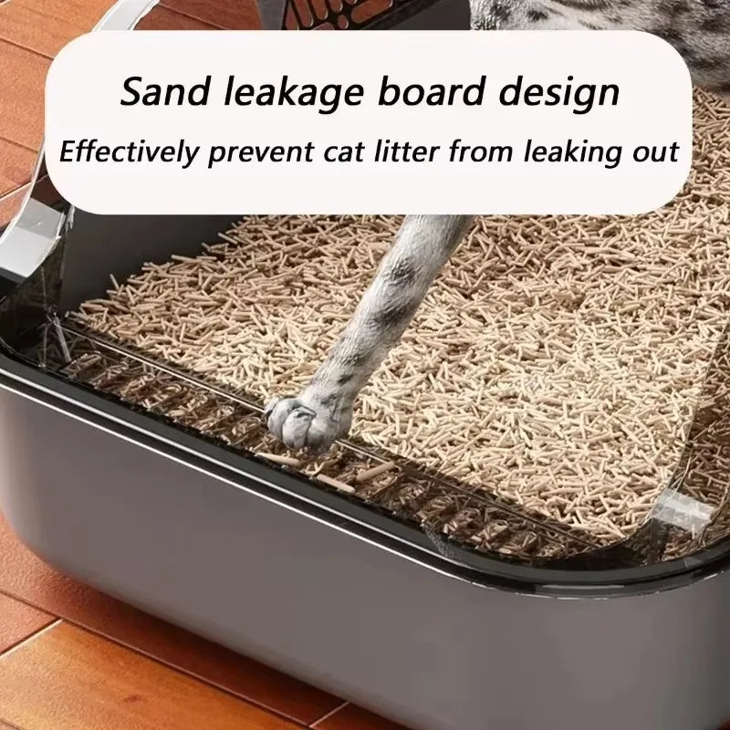 Semi-Enclosed Cat Litter Box with High Sides - Smarsty