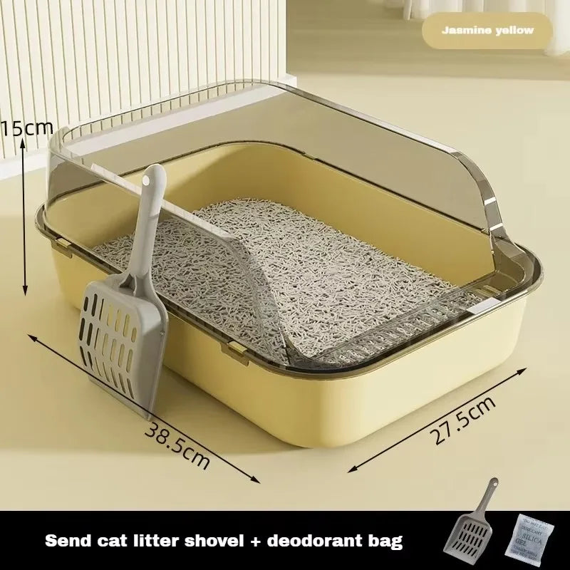 Semi-Enclosed Cat Litter Box with High Sides - Smarsty
