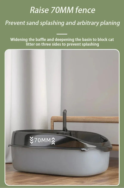 Semi-Enclosed Cat Litter Box with High Sides - Smarsty