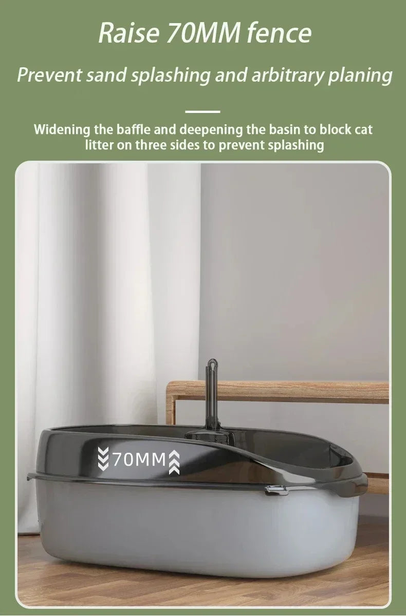 Semi-Enclosed Cat Litter Box with High Sides - Smarsty