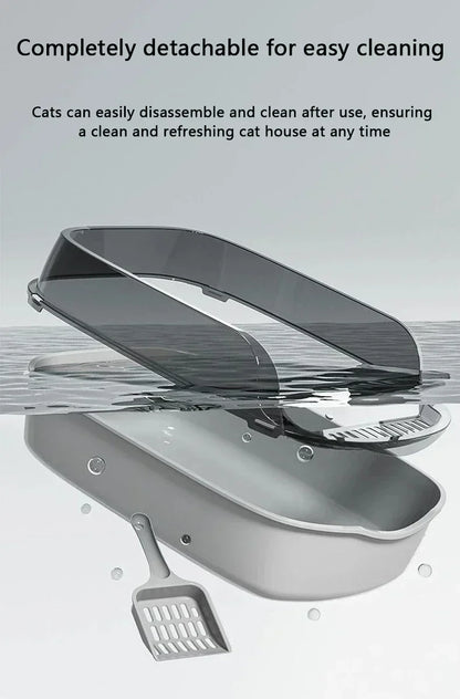 Semi-Enclosed Cat Litter Box with High Sides - Smarsty