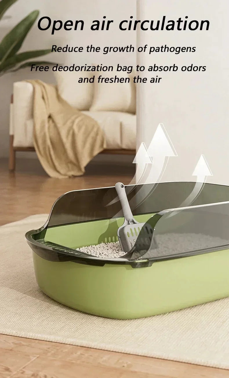 Semi-Enclosed Cat Litter Box with High Sides - Smarsty