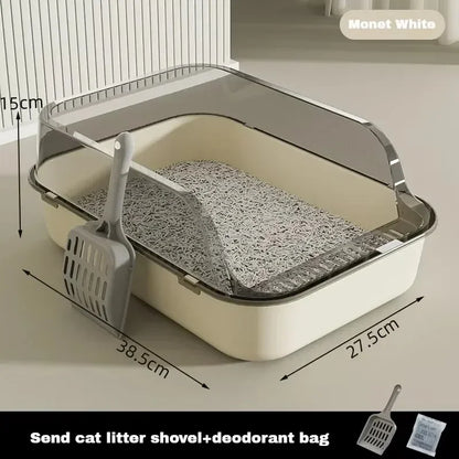 Semi-Enclosed Cat Litter Box with High Sides - Smarsty