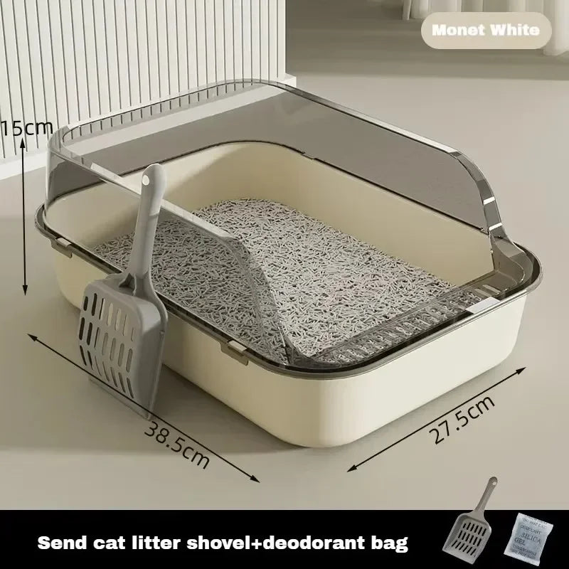 Semi-Enclosed Cat Litter Box with High Sides - Smarsty